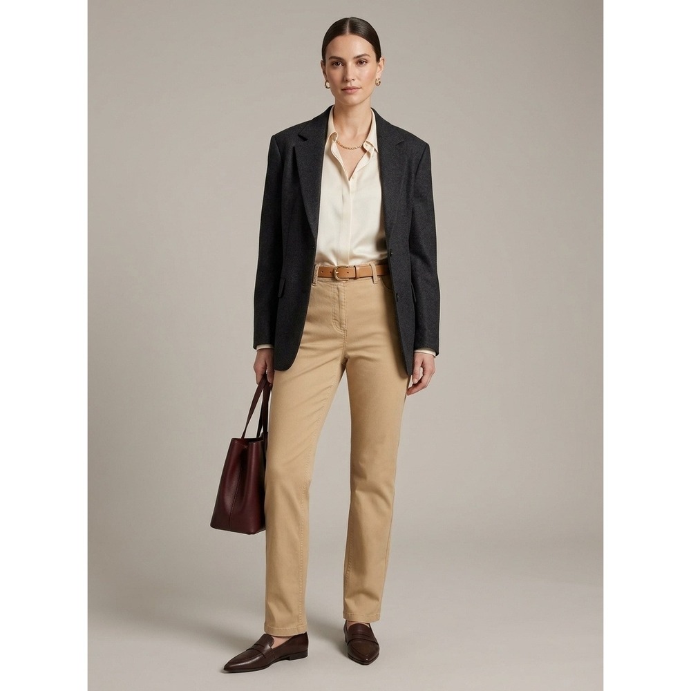 Lafayette 148 New York Women Pants Thompson Slim Fit Tan Khaki Straight Leg 4